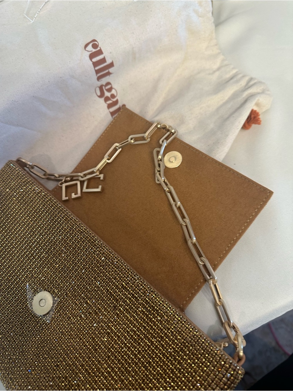 Cult Gaia Gold Crystal-Embellished Shoulder Bag - Picture 10 of 14